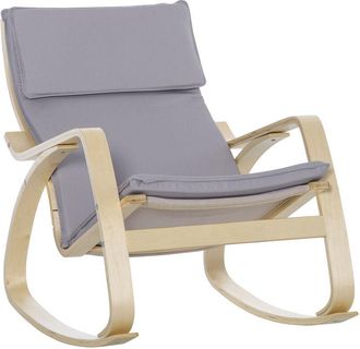 HOMCOM Homcom - silla mecedora tapizada en tela sill&oacute;n balanc&iacute;n relax con coj&iacute;n desenfundable reposabrazos y pies de madera de abedul para sal&oacute;n 67x97x84 cm