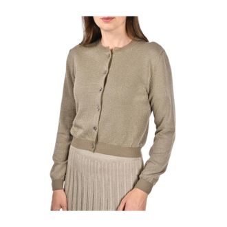 Gran Sasso Jacquard Koreaanse Cardigan met Lurex - Dames - Vesten - Groen - M - Truien & Vesten