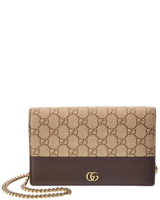 Gucci Gg Marmont Gg Supreme Canvas & Leather Chain Wallet