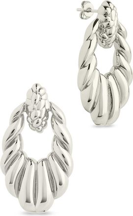 Sterling Forever Enid Textured Door Knocker Stud Earrings