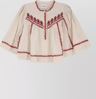 Isabel Marant juline organic cotton shirt crew neck embroidery