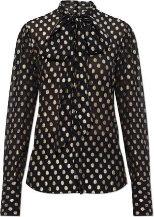 Dsquared2 Shirt met Lurex-draad - Dames - Overhemden - Zwart - XS - Leer - Overhemden