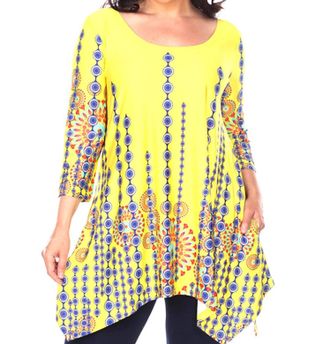 White Mark Plus Size Rella Tunic Top In Yellow