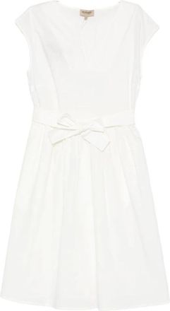 Woolrich Bow Midi Jurk - Dames - Korte kleedjes - Wit - L - Katoen - Kleedjes