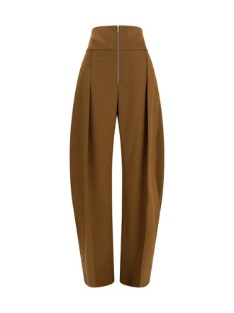 Ferragamo Womens Pants Wide Balloon-Fit Zip Merino Wool Green (ovis Aries) Knitwear Sweater