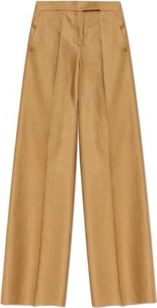 Max Mara Badesse Linnen Broek - Dames - Wijde Broeken - Beige - M - Linnen - Broeken