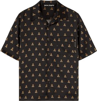 Palm Angels Bear Monogram shirt - men - Polyester - 50 - Black