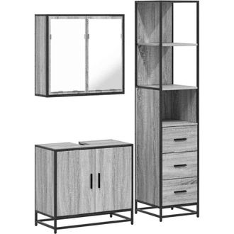 vidaXL Vidaxl - Set de muebles de baño 3 pzas madera contrachapada gris sonoma