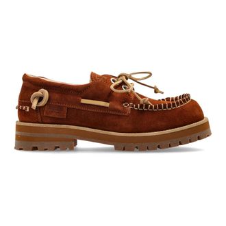 Moschino Schoenen, Dames, Bruin, 41 EU, Su&egrave;de, Loafers met su&egrave;de en rijgstiksels