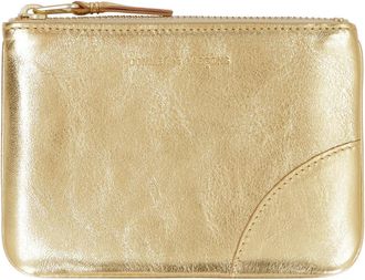Comme Des Gar&ccedil;ons Metallic Leren Platte Pouch - Dames - Clutches - Geel - ONE Size - Leer - Tassen
