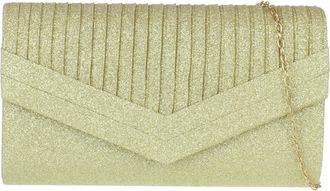 Girly HandBags Womens Glitter Strip Evening Clutch Bag Medium Gold