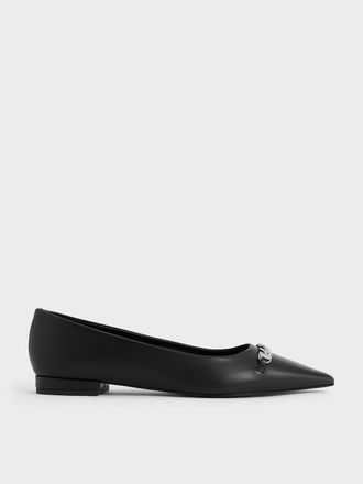 Charles & Keith Chain-Link Pointed-Toe Ballet Flats