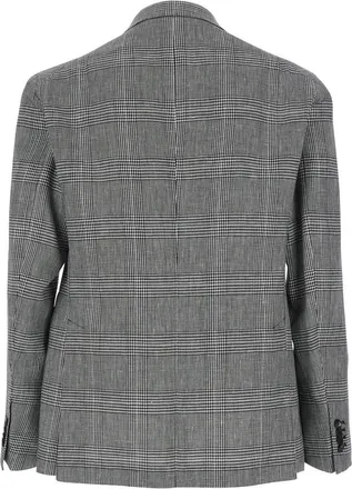 Tagliatore Mens Single-Breasted Jacket Grey Houndstooth Cotton Blazers