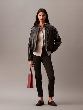 Calvin Klein Womens Ponte Solid Skinny Fit Pants - Black - XS