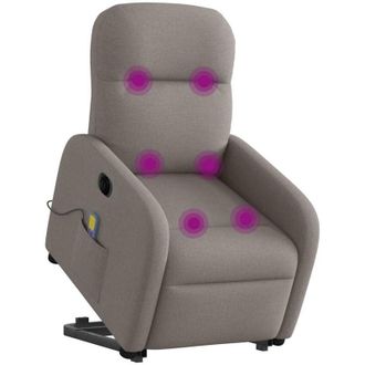vidaXL Vidaxl - Sill&oacute;n De Masaje El&eacute;ctrico Reclinable Elevable Tela Taup&eacute;