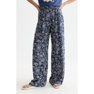 Scotch & Soda Eleni Print High Waist Wide Leg Pants in Lucky Bandana Dress Blues at Nordstrom, Size X-Large