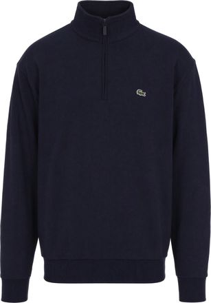 Lacoste Navy Blue Half-Zip Embroidered Logo Cotton-Blend Sweatshirt