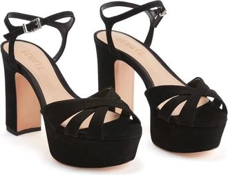 Schutz Schutz Keefa Strappy WomensBlack Suede High-Heel Platform Sandals ZOGG3437