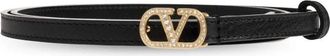 Valentino Garavani VLogo Kristal-Versierde Leren Riem - Dames - Riemen - Zwart - 70 CM - Leer - Accessoires