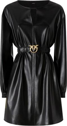 Pinko Sfumato Faux Leather Dress - Dames - Korte kleedjes - Zwart - M - Leer - Kleedjes