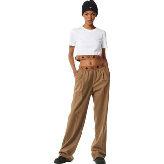 MCM Monogram Pants in Wool Twill in Light Brown at Nordstrom, Size 42 Eu