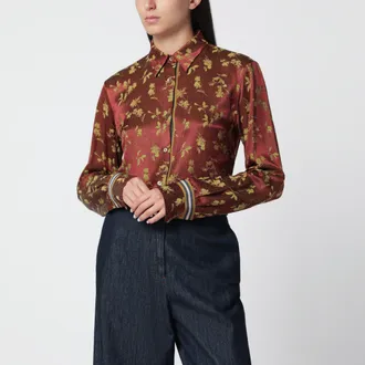 Dries Van Noten Camicia color ruggine in jacquard