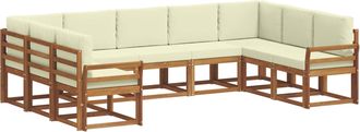 vidaXL Conjunto De Sof&aacute;s De Exterior 9 Uds. Natural Y Crema Vidaxl