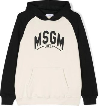 Msgm Kids Sweatshirts, male, Beige, 8 Y, Raglan Hoodie