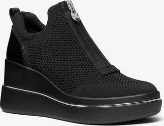 Michael Kors Emmy Stretch Knit Zip Wedge Trainer