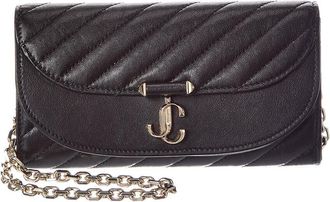Jimmy Choo London Avn Curve Leather Wallet On Chain