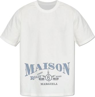 Maison Margiela T-shirt met opgedrukte logo - Heren - T-shirts - Wit - XL - Katoen - Tops