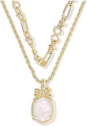 Kendra Scott Daphne Bow Strand Womens Necklace Womens Necklace Gold Iridescent Crystal Ivory Illusion, Brass