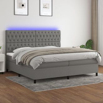 vidaXL Vidaxl - Cama Box Spring Colch&oacute;n Y Luces Led Tela Gris Claro 200x200 Cm