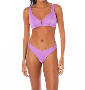 Maaji Splendour Regular Rise Thin Side Bikini Bottom In Metallic Lilac