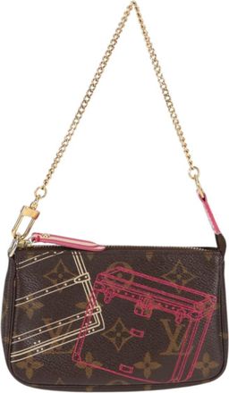 Louis Vuitton Mini Pochette Accessoires Brown Canvas Clutch Bag (Pre-Owned)