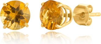 MAX + STONE 10k Yellow or White Gold 6mm Round Checkerboard Cut Gemstone Stud Earrings
