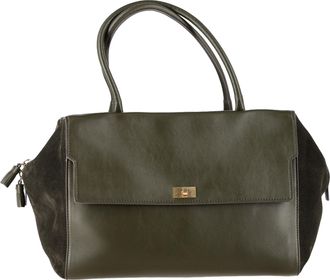 Anya Hindmarch Pre-owned Womens Large Seaton Tote Bag in Olive Leather and Suede - One Size