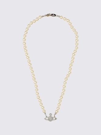 Vivienne Westwood Pearl and Rhinestone Orb Pendant Brass Necklace