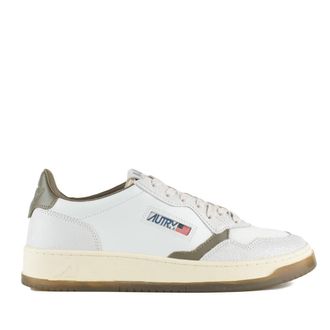 Autry Medalist Low White Leather And Covert Green Sneakers