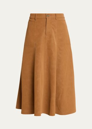 Kobi Halperin Connor Leather A-Line Midi Skirt