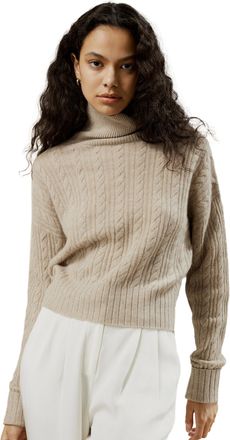 LilySilk Womens Classic Cable Knit Turtleneck Sweater