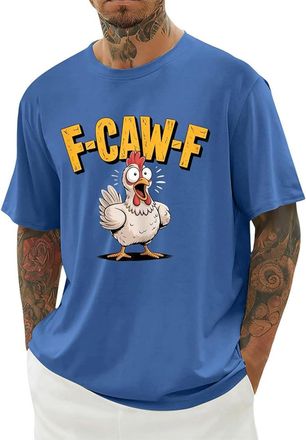Generic Mens Shirts Short Sleeve, F-CAW-F Mens T Shirt Funny Chicken Scream Shirts Novelty Rooster Graphic Design Tees Short Sleeve Crew Neck Tops Blouse Ligh