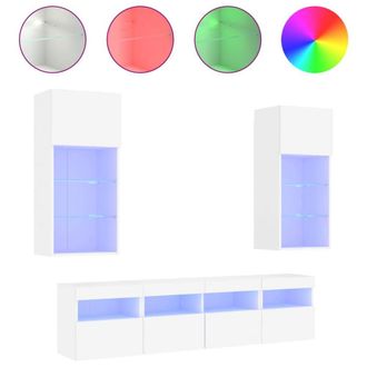 Berkfield Home 5 Piece TV Wall Units with LED White Engineered Wood