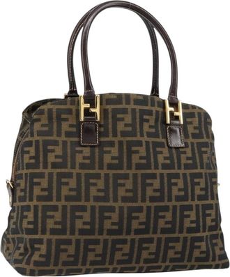 Fendi Vintage Convertible Satchel Zucca Canvas Brown Canvas Handbag (Pre-Owned)
