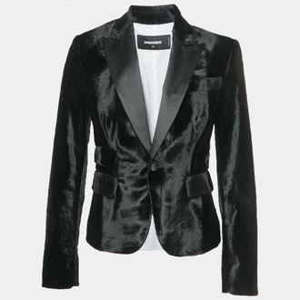 Dsquared2 Black Velvet Single Breasted Blazer