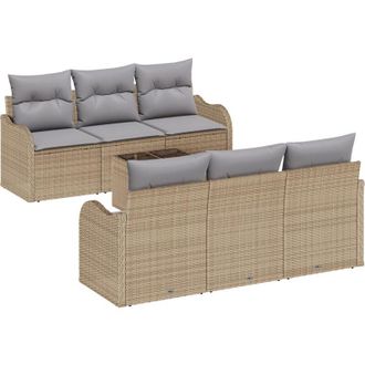 vidaXL Vidaxl - Conjunto De Sof&aacute; De Jard&iacute;n 7 Pcs Beige 55 X 55 X 37 Cm