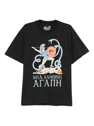 Melt T-shirt met print - Zwart