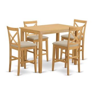 East West Furniture YAPB5-OAK-C 5 Pc counter height Dining set - high top Table and 4 Dining Chairs
