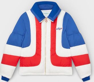 Casablanca Mens Curve Panel Puffer Jacket Red White Blue - Multicolour - Size X-Large