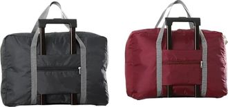 Generic 2 Pack Foldable Travel Duffel Bag,Compatible For Carry on Weekender Overnight Hospital Tote Gym Women Men(Black and Red)